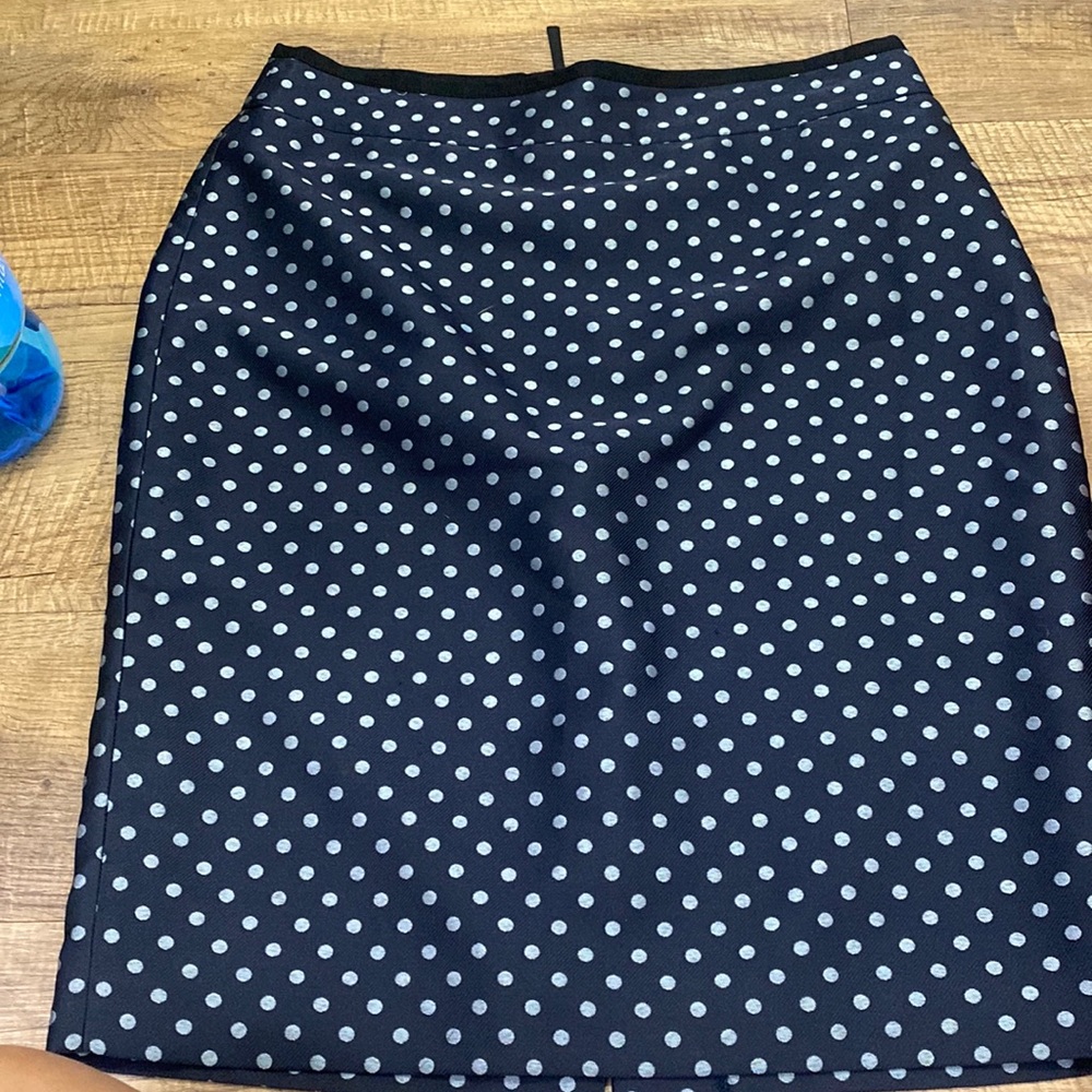 Polka dot navy pencil skirt